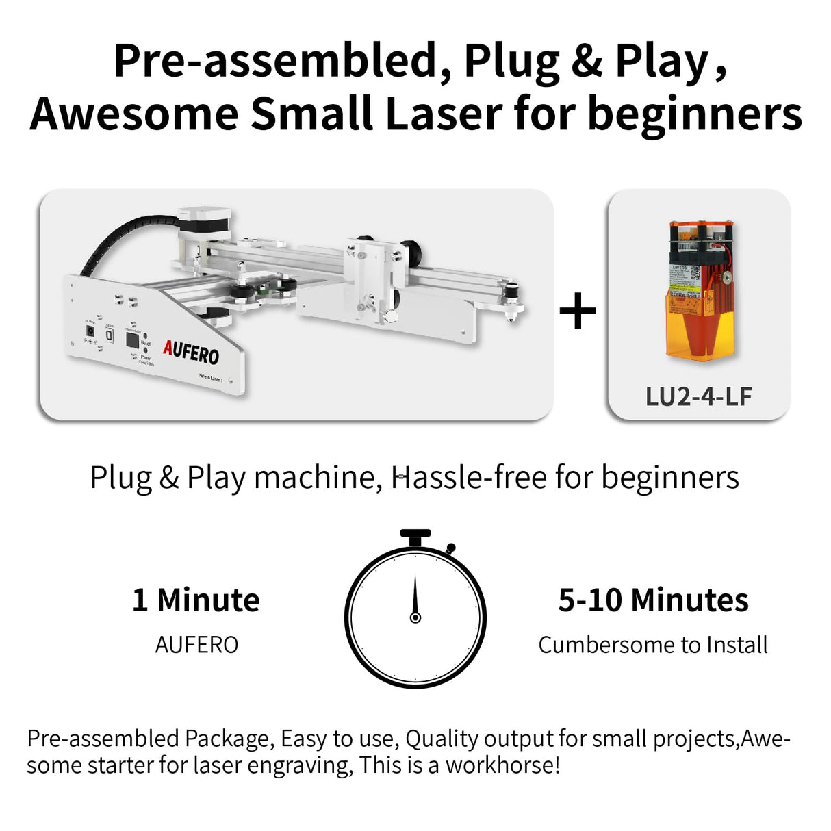 Aufero Laser 1 Laser Engraver, 5W Long Focus Diode Laser Engraver, Laser Wood Cutter and Engraver Machine, 7.1x7.inch Engraving Area, Beginner-Friendly Laser Engraving Machine Aufero