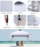 ABCCANOPY 10x10FT Canopy Tent 1-Person Setup,Portable Instant Sun Shelter with 4 Weight Bags(White) ABCCANOPY