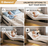 Donext Adjustable Bed Base Fabric Covered, King Bed Frame, Independent Head and Foot Incline, Zero Gravity Quiet Motor, Wireless Remote Control, 4 Ports USB, Under-Bed Nightlights, Electric Bed Base Donext