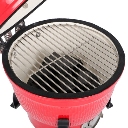 Ceramic Grill, 13" Round Kamado Charcoal Grill, Portable Barbecue Grill with Thermometer for Variations on Cooking Methods