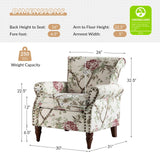 HULALA HOME Modern Wingback Accent Chair with Wood Legs & Removable Cushion, Comfy Upholstered Armchair with Nailhead Trim, Floral Pattern Sofa Chair for Bedroom Living Room, Floral HULALA HOME