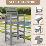 FUNBERRY Outdoor Bar Set with Umbrella Holes, Tall Adirondack Chairs and Table, All Weather HDPE Bar Height Outdoor Table and Chairs Set for Bistro Patio Balcony FUNBERRY