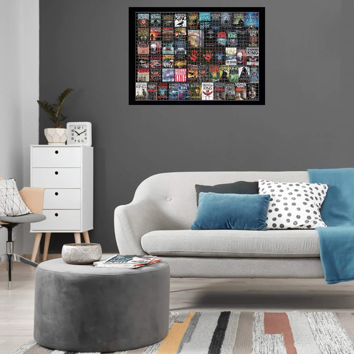 Stephen King Horror Novels 1000 Pieces Large Jigsaw Puzzles for Adults and Teens Ages 12 and Up Intellectual Puzzles Personalized Gift Ideal for DIY,Relaxation,Hobby,Entertainment 19.7x27.6 Inches BAIMAN