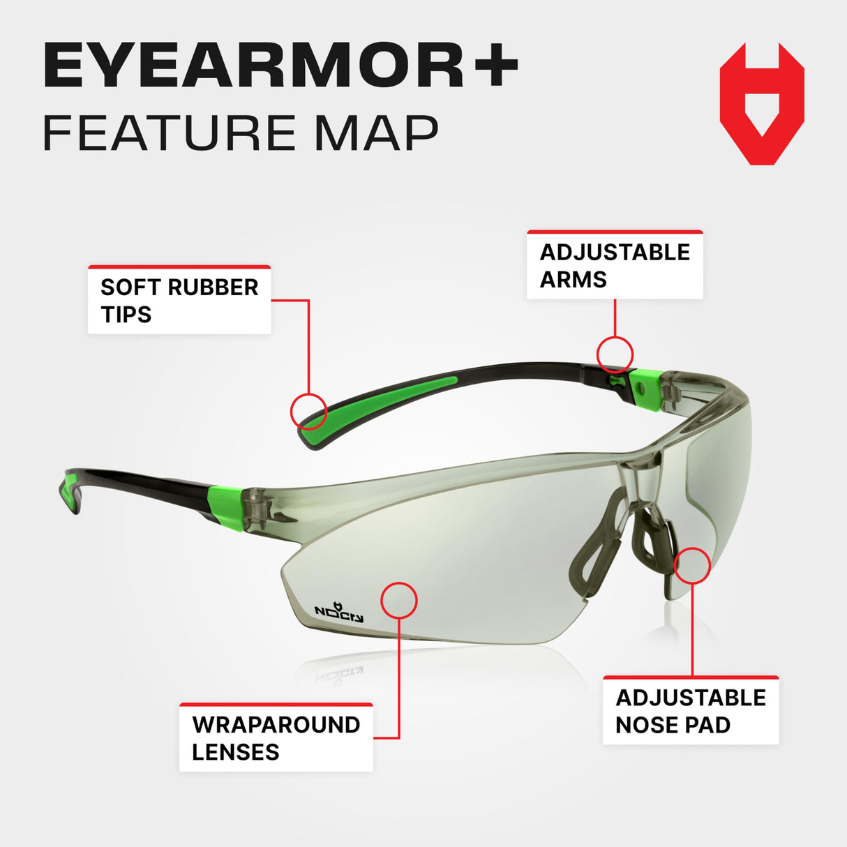 NoCry Lightly Tinted Anti Fog Safety Glasses for Men or Women with Scratch-Resistant Lenses - ANSI Z87.1 Certified with 100% UV Protection - Adjustable Temples and Nose Pad - Wraparound Design NoCry