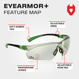 NoCry Lightly Tinted Anti Fog Safety Glasses for Men or Women with Scratch-Resistant Lenses - ANSI Z87.1 Certified with 100% UV Protection - Adjustable Temples and Nose Pad - Wraparound Design NoCry