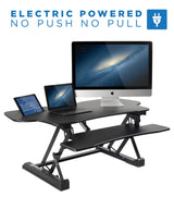 Mount-It! Adjustable Height Standing Desk Converter, Extra Large 48” Wide Tabletop for Dual Monitors, Stand Up Desk Riser to 19.25" Tall - Electric Raising Desk Convertor in Black Mount-It!