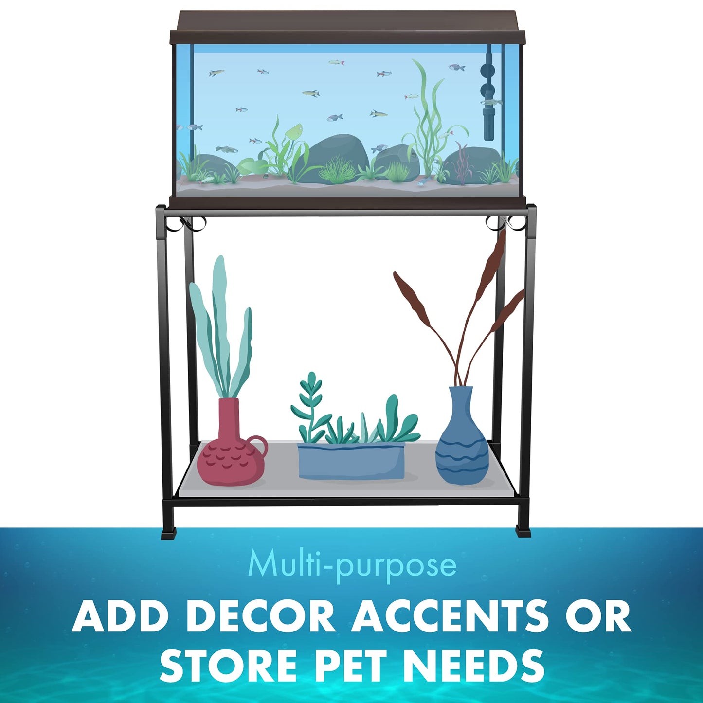 TitanEze 29 Gallon Double Aquarium Stand (2 Stands in 1), Fish Tank Stand, Bird Cage Stand, 32.5" W x 32 "H x 13" D - WoodArtSupply