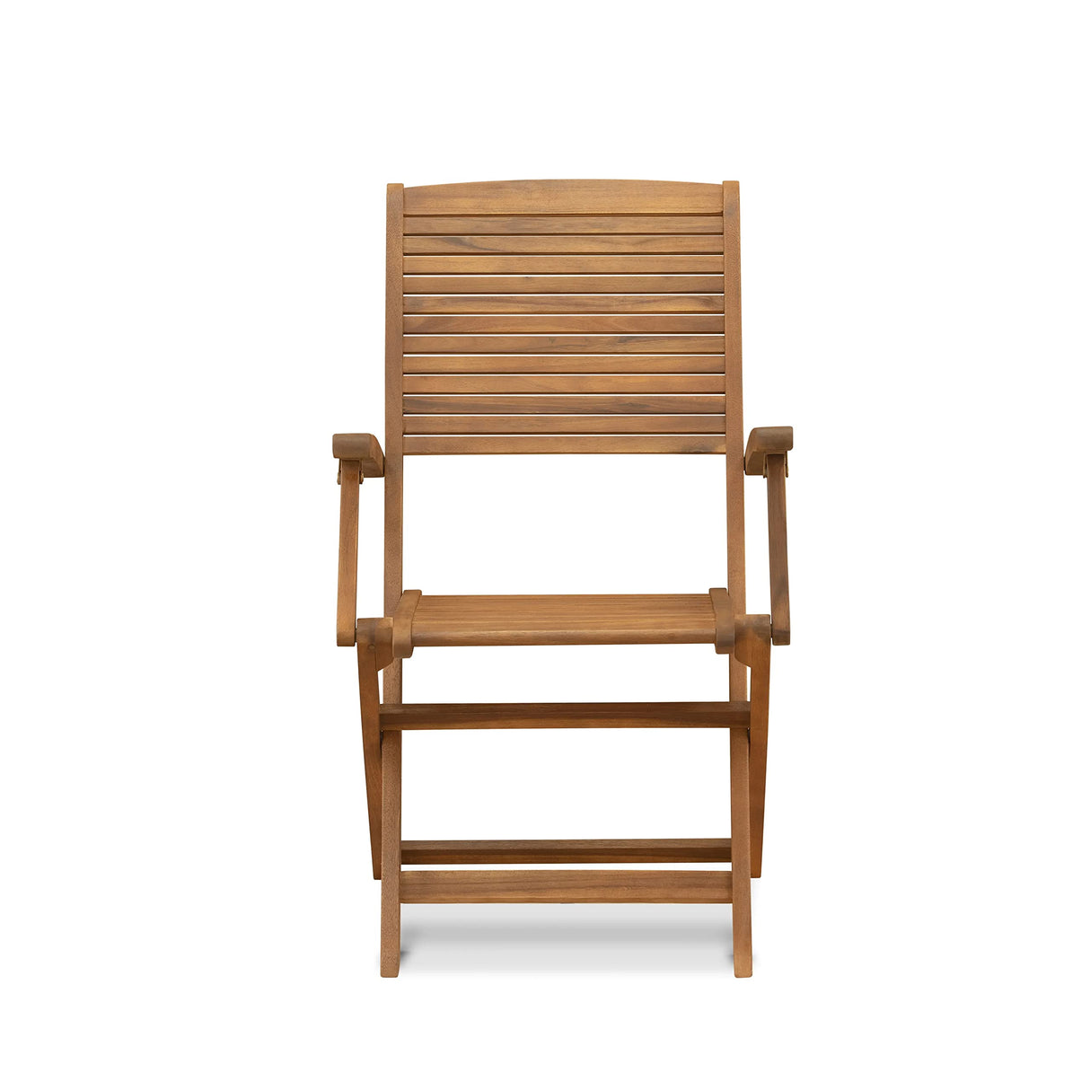 East West Furniture SEHD3CANA Selma 3 Piece Patio Bistro Set Contains a Square Outdoor Acacia Wood Coffee Table and 2 Folding Arm Chairs, 26x26 Inch, Natural Oil East West Furniture