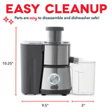 Dash Compact Centrifugal Juicer, Press Juicing Machine, 2-Speed, 2" Wide Feed Chute for Whole Fruit Vegetable, Anti-drip, Stainless Steel Sieve - Cool Grey DASH