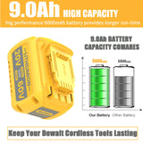 JUNWOOD 1Pack 9.0Ah Replacement for Dewalt 20V 60V Flexvolt Battery Lithium Compatible with DCB606 DCB609 DCB612 DDCB200 DCB201 DCB203 DCB204 DCB206 DCB207 DCB209 JUNWOOD