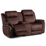 Zero Gravity Power Reclining Loveseat Sofa with Adjustable Headrests, Power Loveseat Recliner with Console, Electric 2-Seater Recliner Couch with Charging Port for Living Room (Velvet, Brown) CALIVIA