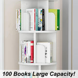 JoanKaren 51.2" Rotating White Wood Bookshelf - 4 Tier Corner Organizer for Kids and Adults JoanKaren