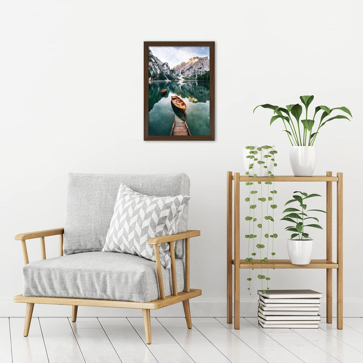 Americanflat 12x18 Poster Frame with Shatter-Resistant Glass - Gallery Style Frame with Engineered Wood - Signature Collection - Photo Frame for Wall Display - Walnut Americanflat
