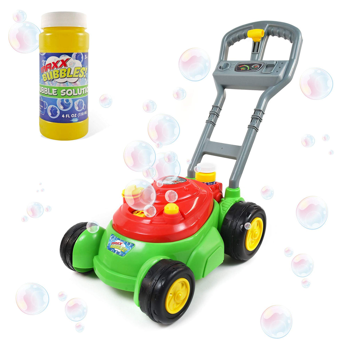 Maxx Bubbles Deluxe Bubble Lawn Mower Toy – Includes 4oz Bubble Solution | Outdoor Bubble Machine for Kids | Easy to Use, No Batteries Required | Amazon Exclusive, Red – Sunny Days Entertainmen Sunny Days Entertainment
