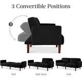 Best Choice Products 77" Mid Century Modern Boucle Loveseat Sofa, Couch, Convertible Sofa Sleeper Bed w/Real Wood, Removable Armrest - Midnight Black Best Choice Products