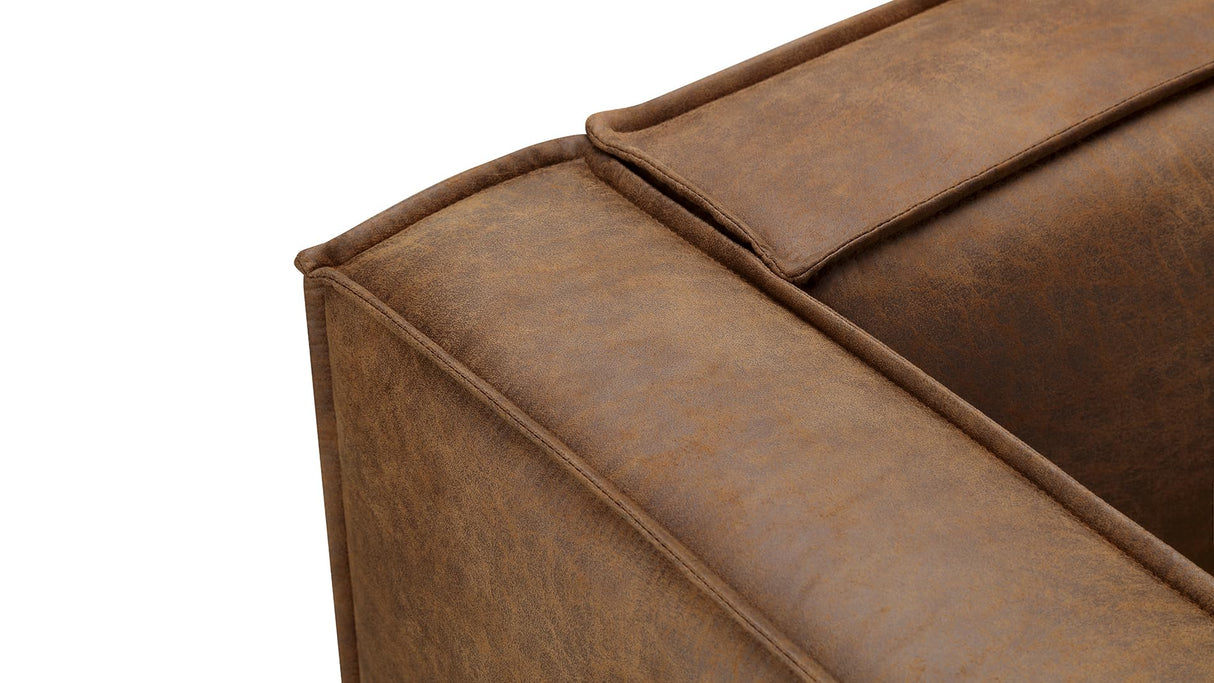 CHERS 83.3" Mid Century Modern Sofa, Luxury French Mixed Fabric Couch with Tight Back, Square Armrest Lounge Sofas for Living Room, Apartment, Bedroom, Office, Chestnut CHERS