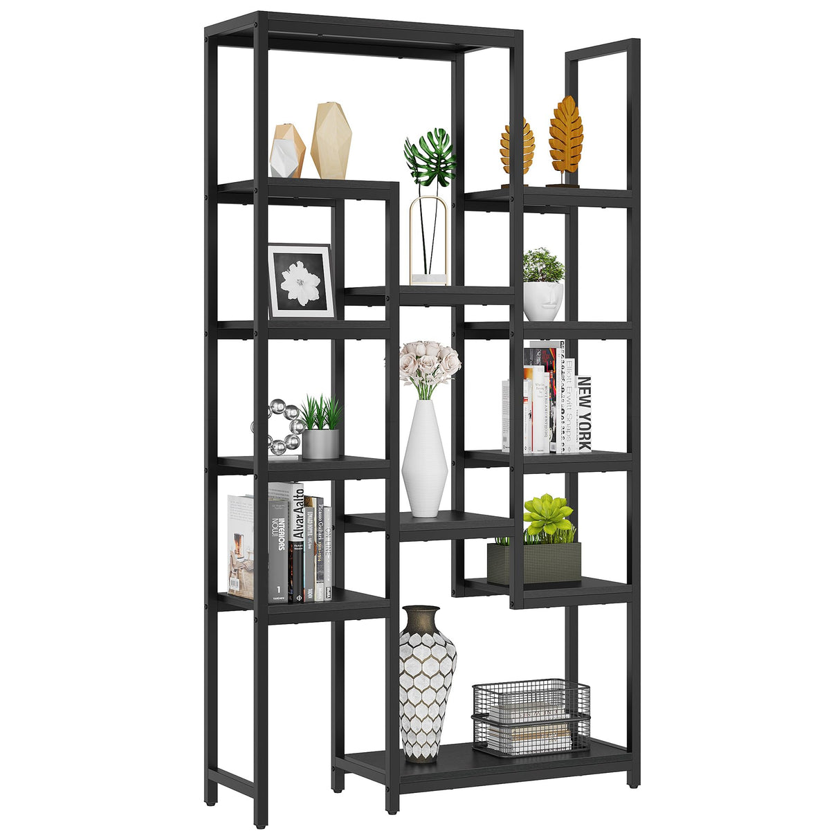YITAHOME 71” Tall Bookshelf 6 Tier Bookcase,Modern Large Bookshelves with 12 Open Shelf, Display Rack Storage Book Shelves for Living Room Bedroom Office Home, Black YITAHOME