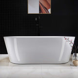 WOODBRIDGE 67" Acrylic Freestanding Bathtub Contemporary Soaking Tub, White Acrylic (Matte Black Drain/Overflow), B0013-MB-Drain &O WOODBRIDGE