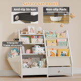 HAVLOTII Kids Bookshelf and Toy Storage - Kids Book Shelf for Kids Rooms, Toddler Bookshelf Baby Bookcase for Nursery, Montessori Toy Organizer, White HAVLOTII