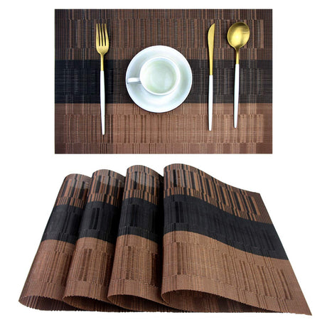 PIGCHCY Placemats,Durable Placemats for Dining Table,Washable Woven Vinyl Kitchen Placemats Set of 4 (Brown) PIGCHCY