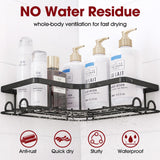 Sakugi Corner Shower Caddy - 2 Pack, Adhesive Shower Organizers, Rustproof Stainless Steel Shower Shelves with 8 Hooks, No Drilling Bathroom Organizers and Storage Racks, Space-Saving, Black,Medium Sakugi