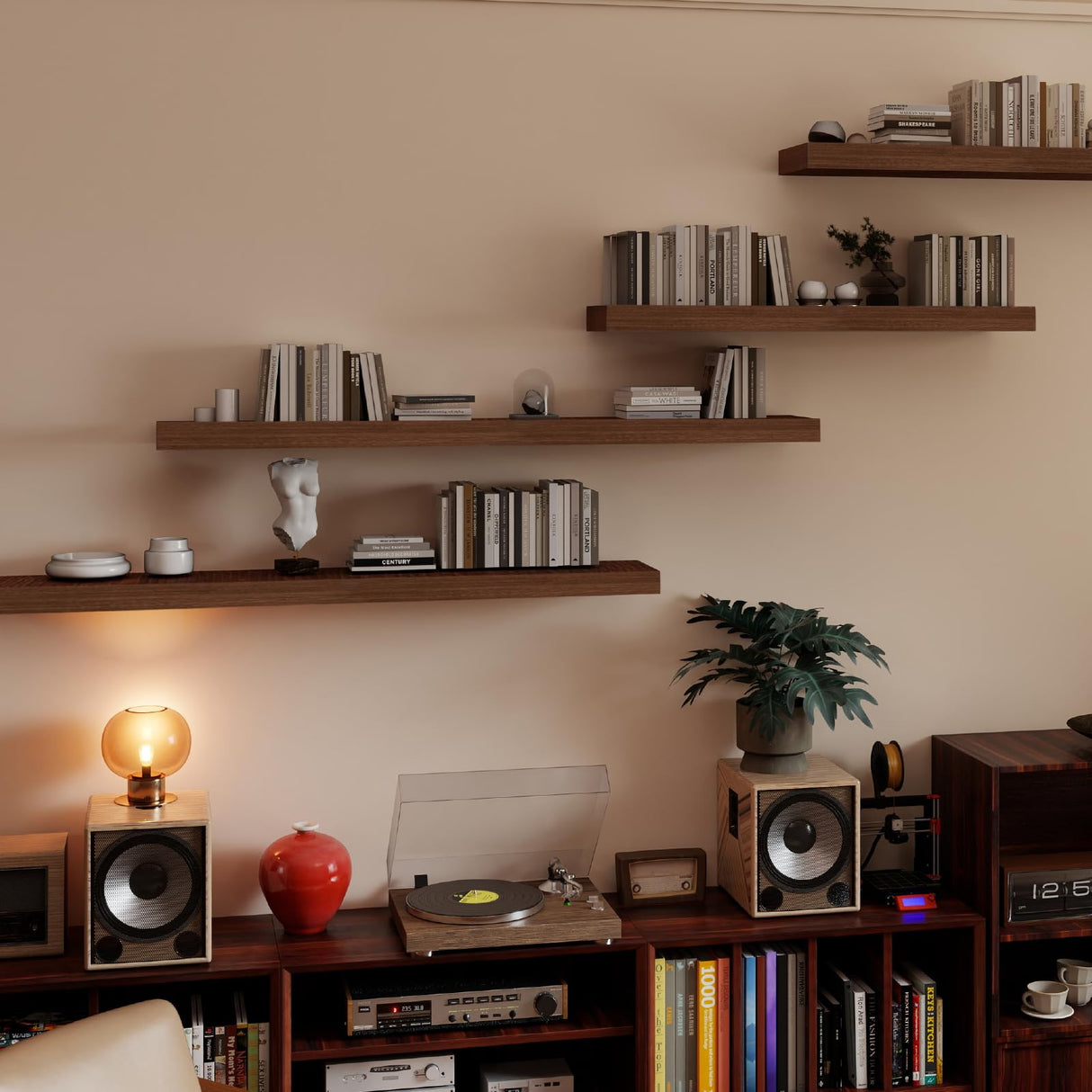 Mifurn White Shelves for Wall Floating Shelves Bathroom, Bedroom and Living Room, Wall Shelves & Book Shelf for Room, Hanging Shelf, Modern Wooden Mounted Floating Shelf, 12x7x1.5 in, Set of 2 Mifurn