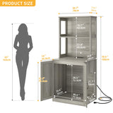 DWVO Large Hidden Litter Box Furniture with Shelves and Charging Station, Wooden Enclosure for Self-Cleaning Litter Boxes, Grey DWVO