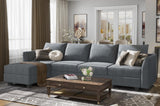 HONBAY Modular Sectional Couch with Reversible Chaise L-Shape Sofa 4-Seat Corner Couch Modular Sofa with Storage Seat, Bluish Grey HONBAY
