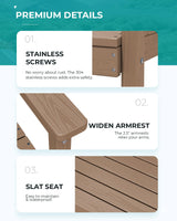 SERWALL 7-Piece Patio Outdoor Table & Chairs, HDPE Dining Set with Umbrella Hole & All-Weather Design for Lawn, Backyard, Poolside, Brown SERWALL