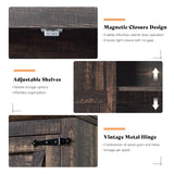 AMERLIFE 2 Pcs Farmhouse Kitchen Pantry Cabinet, 72" Tall Storage Cabinet with Adjustable Shelves & Barn Doors & Drawer, Freestanding Kitchen Cupboard for Dining Room, Living Room, Dark Rustic Oak AMERLIFE