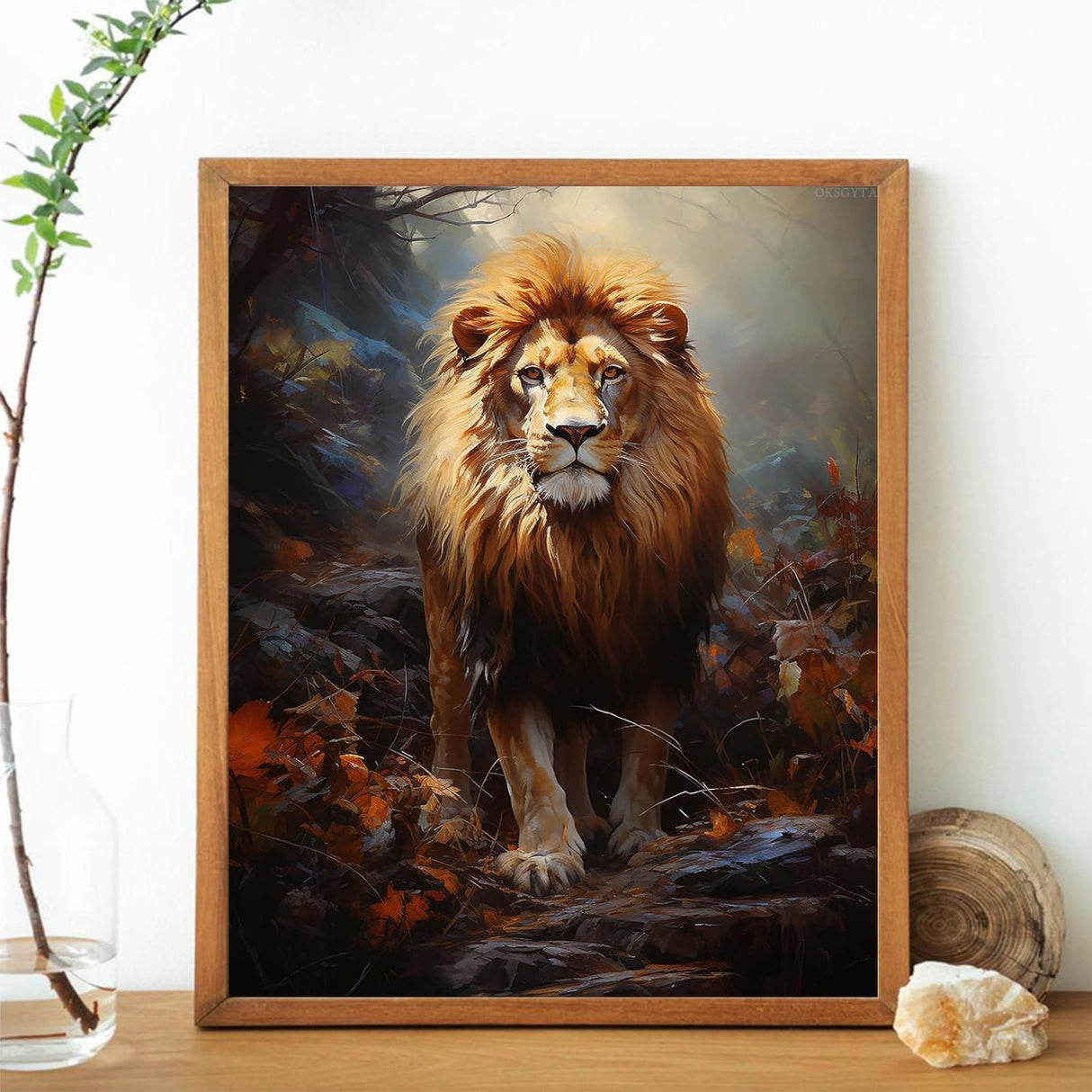 OKSGYTA Lion Paint by Numbers for Adults, Acrylic Oil Painting by Numbers Kits for Beginner with Paintbrushes Brushes Paintwork Art Canvas for Home Decor 16x20 inch / 40x50 cm OKSGYTA
