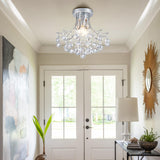 Bestier Modern Silver Crystal Semi-Flush Mount Chandelier Lighting Ceiling Light Fixture Lamp for Diningroom Bathroom Bedroom Livingroom 3 E12 Bulbs Required D13.5 inch X H11.6 inch Bestier