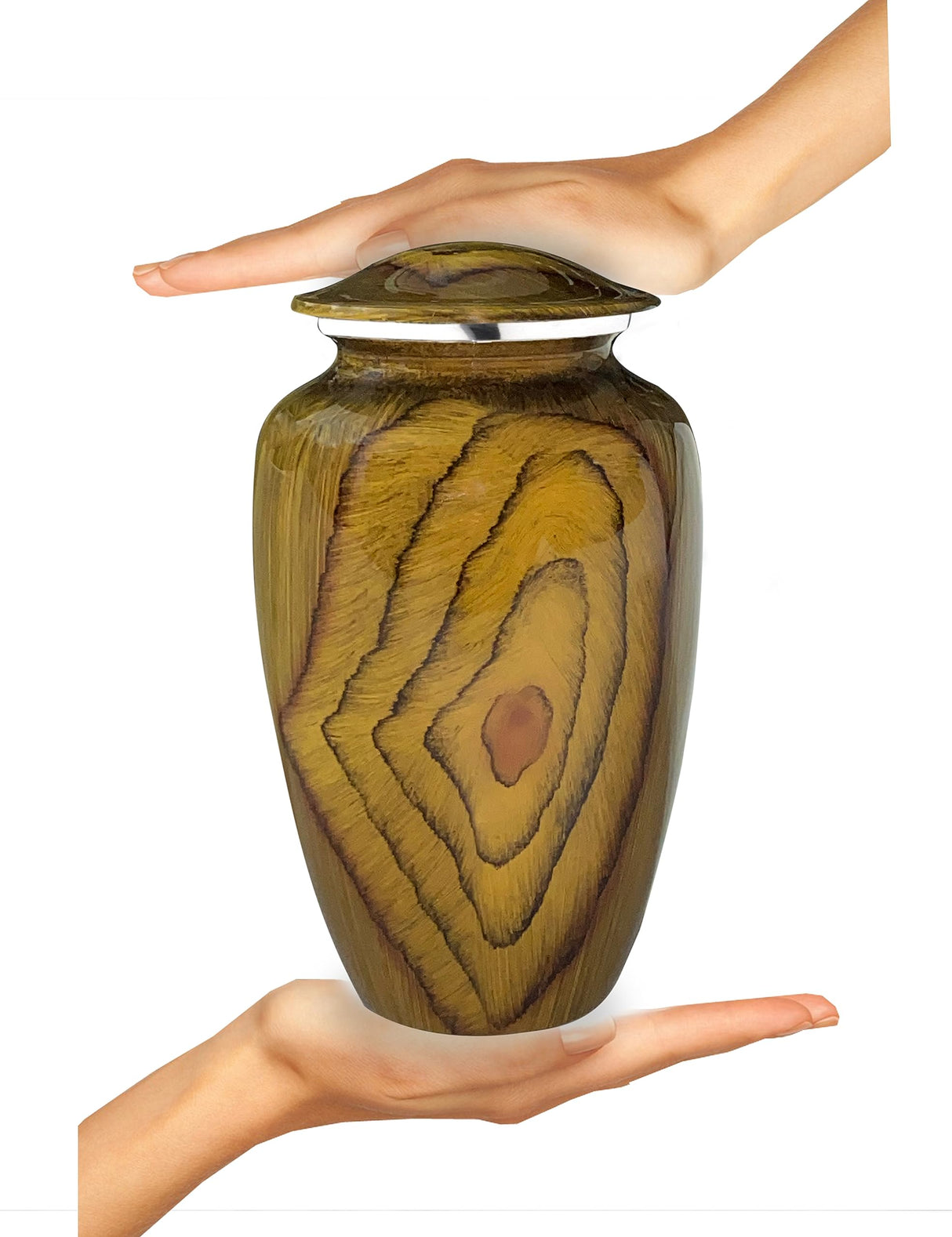 BOLD & DIVINE Teak Root Wood Grain Finish Cremation Urn | Human Ashes Adult Memorial urn, Burial, Funeral Cremation Urns | 200 Cubic Inches Adult BOLD & DIVINE