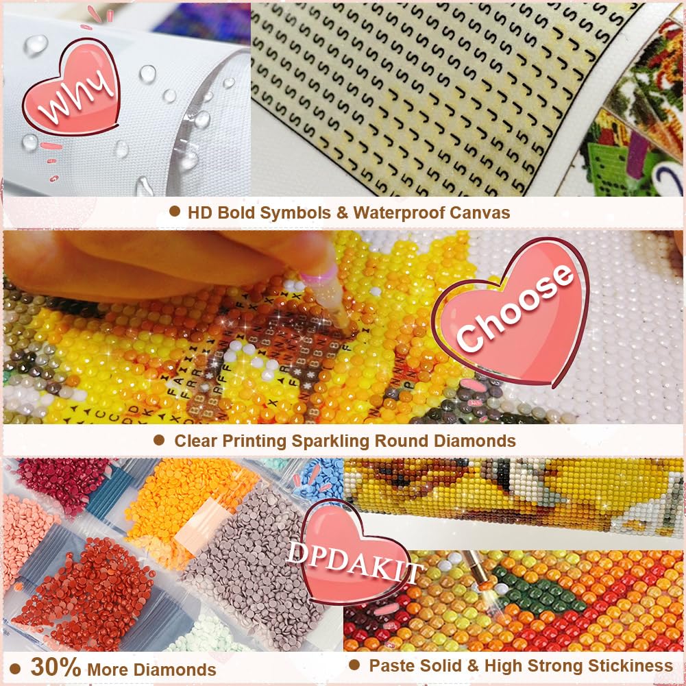 DPDAKIT Diamond Art Kits for Adults, Animal Elephant Diamond Painting Kits for Beginner, 5D DIY Butterfly Round Full Gem Art Crafts for Home Wall Decor Gift, 12x12inch DPDAKIT