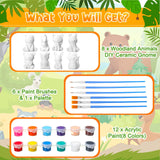 Reallnaive 8 Pack Woodland Animal Ceramics to Paint Ready to Your Own Gnome Statues 3.94" Jungle Theme Paintable Figurines DIY Unpainted Safari Animal Plaster Crafts Kit with Brush Palette Paint Reallnaive