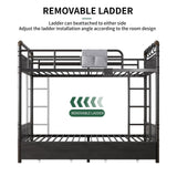Jocoevol Metal LED Bunk Bed Twin Over Twin with 2 Storage Drawers, USB Charging Station, Industrial Bunkbeds Heavy Duty Bed with Safety Guardrail and Ladder, No Box Spring Needed, Black Jocoevol