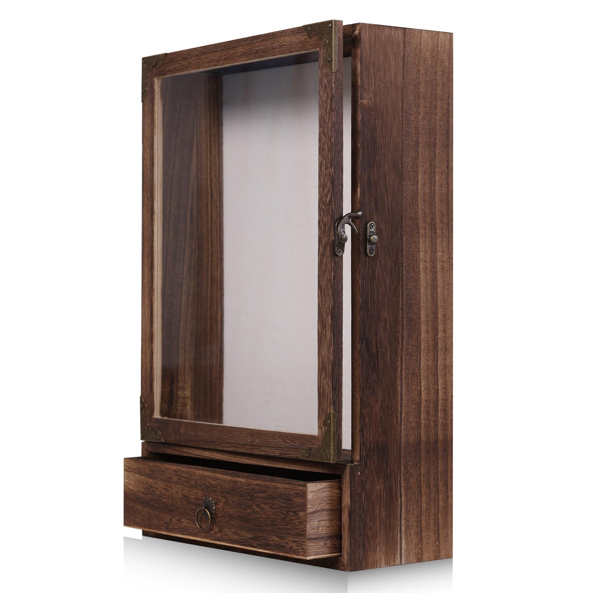 Pet Memorial Shadow Box with Drawer, Alphanumeric Molds & Air-Dry Clay, Deep Wooden Display Case for Dog Collar, Toys, Photos, Keepsakes, 11x16x3.7 Inch Frame for Custom Pet Memorial Gifts VAULTUSCN