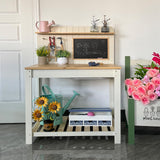 GROWRKS Potting Bench Outdoor Potting Table—All-Weather Kids Solid Wood Garden Work Station with Sink、Drawing Board、Shelves, Weather Proof（Natural, Large） GROWRKS