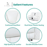 Naomi Home Chicago Power Loveseat Recliner Sofa & Home Theater Seating with Wireless Charging Electric Recliner RV Sofa with USB/Cup Holders/Storage/LED Light/Speaker, White/Air Leather Naomi Home