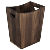 ETELI Wood Waste Basket Small Trash Can for Office Rectangular Trash Can Decorative with 2 Handles for Bathroom Bedroom Kitchen Hotel (Brown) ETELI