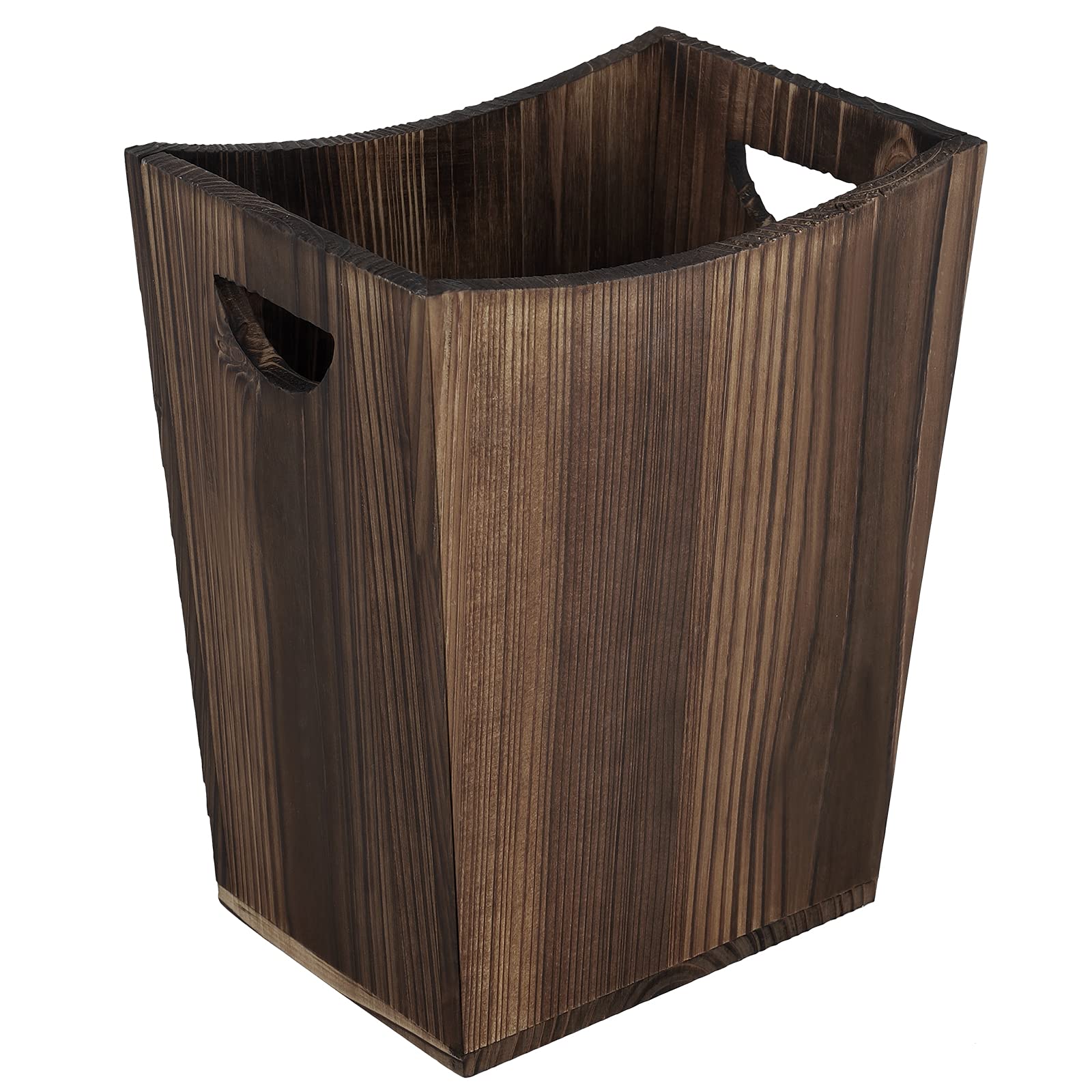 ETELI Wood Waste Basket Small Trash Can for Office Rectangular Trash Can Decorative with 2 Handles for Bathroom Bedroom Kitchen Hotel (Brown) - WoodArtSupply