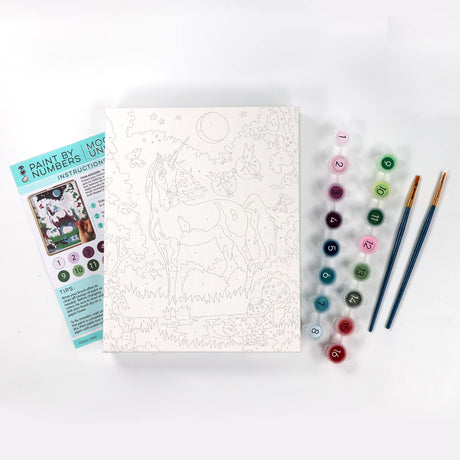 Bright Stripes Paint by Numbers Kit for Kids: Easy to Follow Paint by Numbers Canvas with Frame Kids Paint Kit (Paint by Numbers Moonlit Unicorn) Bright Stripes