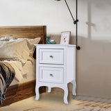 Karl home White Nightstand Set of 2. Farmhouse End Side Table Set of 2 Bedside Nightstands Chest with Drawers Small Night Stand with 2 Drawer and Solid Wood Legs for Bedroom, Living Room Karl home