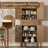 Yeyawomy 72" Tall Pantry Cabinet,Rattan Pantry Storage Cabinet,Large Kitchen Cabinet with Doors&Drawers,Freestanding Cupboard with Adjustable Shelves for Dining Room Yeyawomy