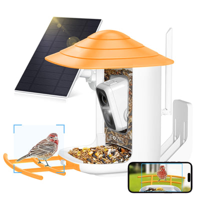 FOVAL Bird Feeder with Camera, Smart Bird Feeder Camera with AI Identify Bird Species, Auto Capture Bird Videos & AI Motion Detection, 5W Solar