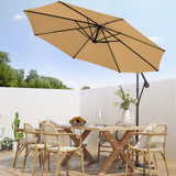 wikiwiki 10ft Patio Umbrellas Offset Outdoor Umbrella Cantilever Hanging Umbrellas w/Infinite Tilt, Fade Resistant Waterproof RECYCLED FABRIC Canopy & Cross Base, for Yard, Garden & Deck, Tan wikiwiki
