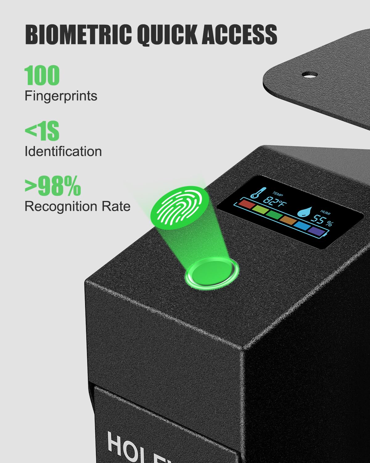 HOLEWOR Gun Safe, Biometric Pistol Safe Fingerprint Quick Access Drop Down Handgun Safe Mount Bedside Gun Safe for Desk Nightstand Car HOLEWOR