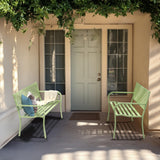 VINGLI 50" Outdoor Bench Metal with Floral Back, Garden Bench Front Porch Bench for Yard Patio Entryway Park Outside, 800lb Capacity - Green VINGLI