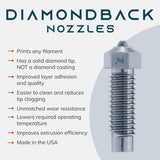 Diamondback Nozzles – Neptune 4 Plus/Max Compatible – Polycrystalline Solid Diamond Tip 3D Printer Nozzles, Improved Extrusion, Any Filament, Wear Resistant, Layer Adhesion, USA Made (0.4mm) US Synthetic