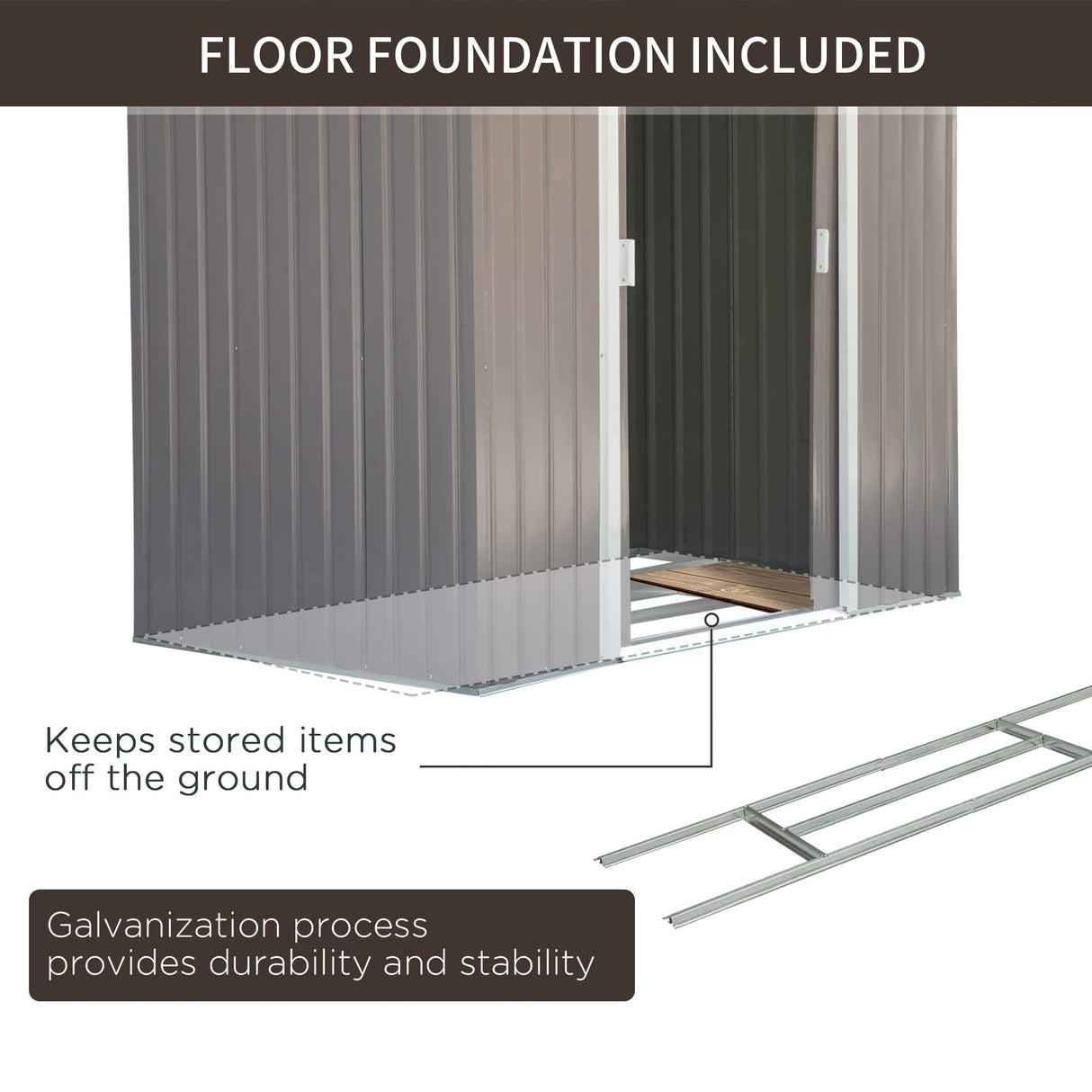 Outsunny 7' x 4' Outdoor Storage Shed, Garden Tool Metal Shed with Foundation Kit, Double Lockable Door, Air Vents and Sloping Roof, for Backyard, Patio, Lawn, Gray Outsunny